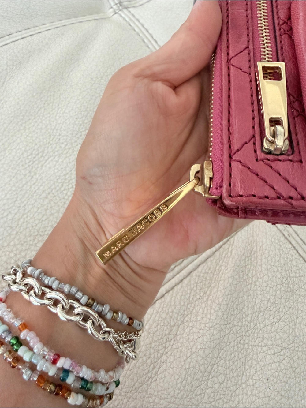 Marc Jacobs Quilted Rose Pink Wristlet Wallet with Gold Hardware - Picture 12 of 14